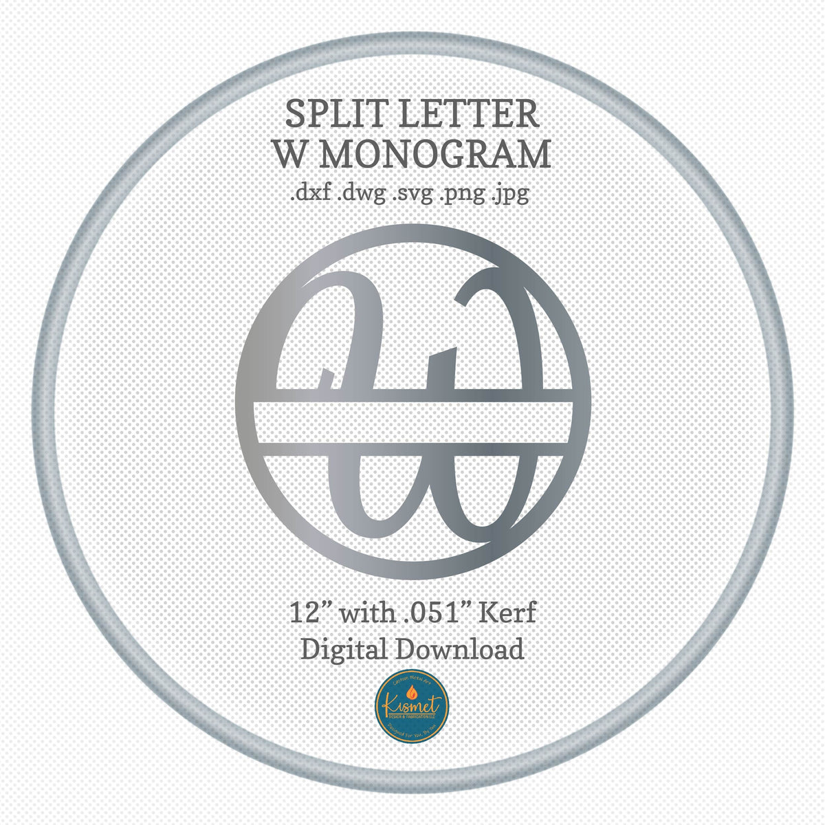 Split Letter W Script Monogram DXF/SVG design preview with file details (photo 3)