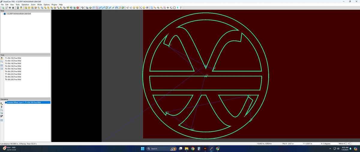Split Letter X Script Monogram vector paths in design software (photo 6)