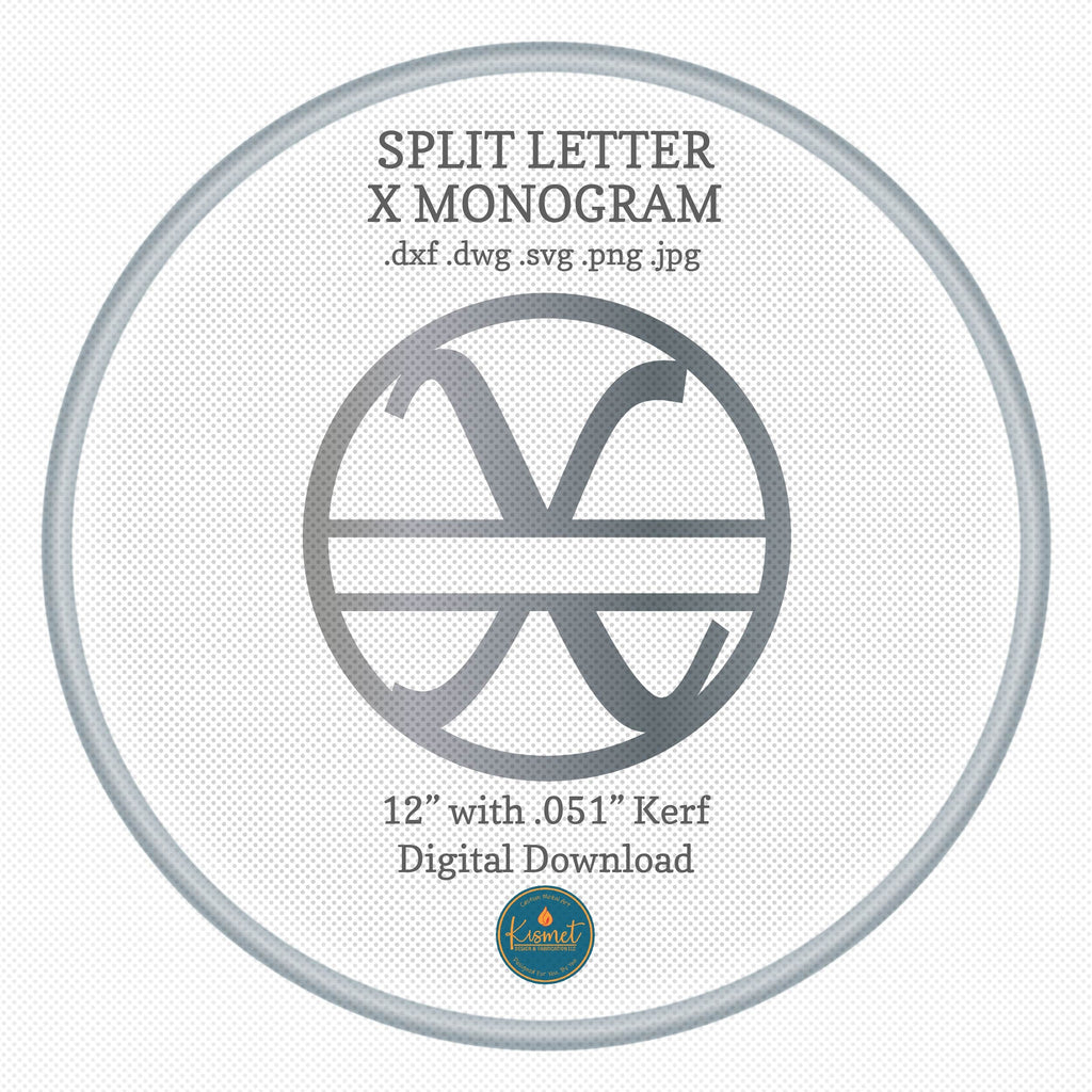 Split Letter X Script Monogram DXF/SVG design preview with file details (photo 3)