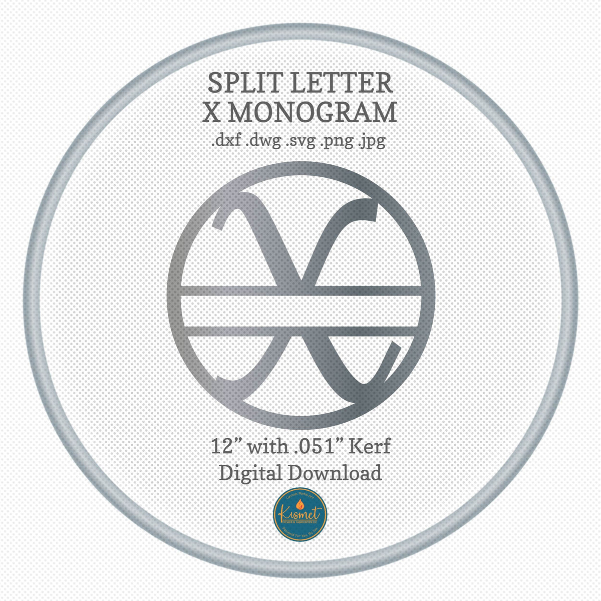 Split Letter X Script Monogram DXF/SVG design preview with file details (photo 3)