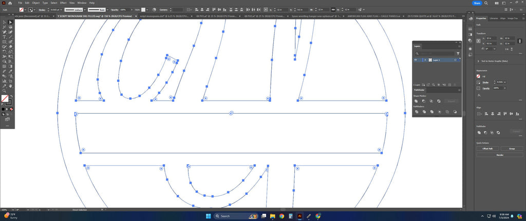 Split Letter Y Script Monogram vector paths in design software (photo 4)
