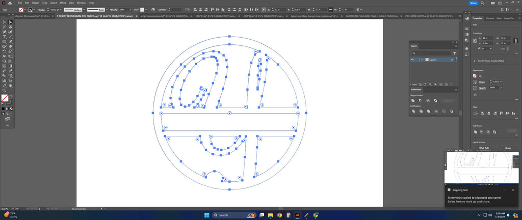 Split Letter Y Script Monogram vector paths in design software (photo 5)