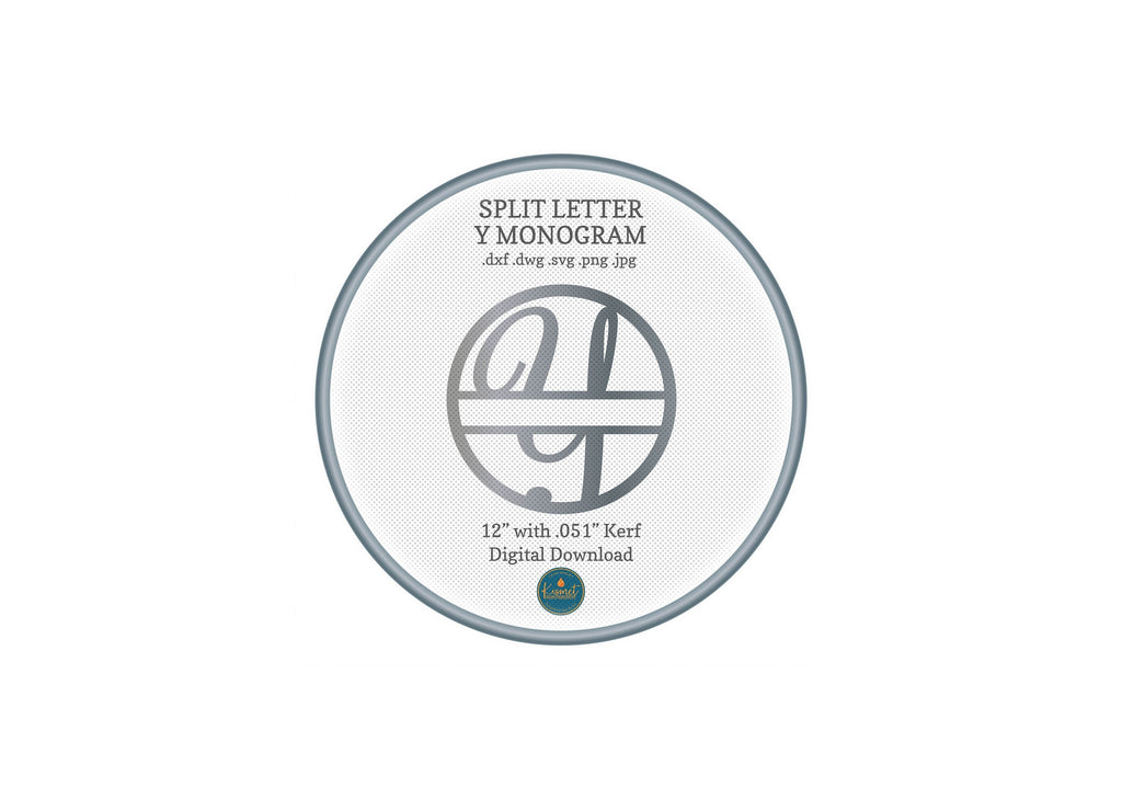 Split Letter Y Script Monogram DXF/SVG design preview with file details