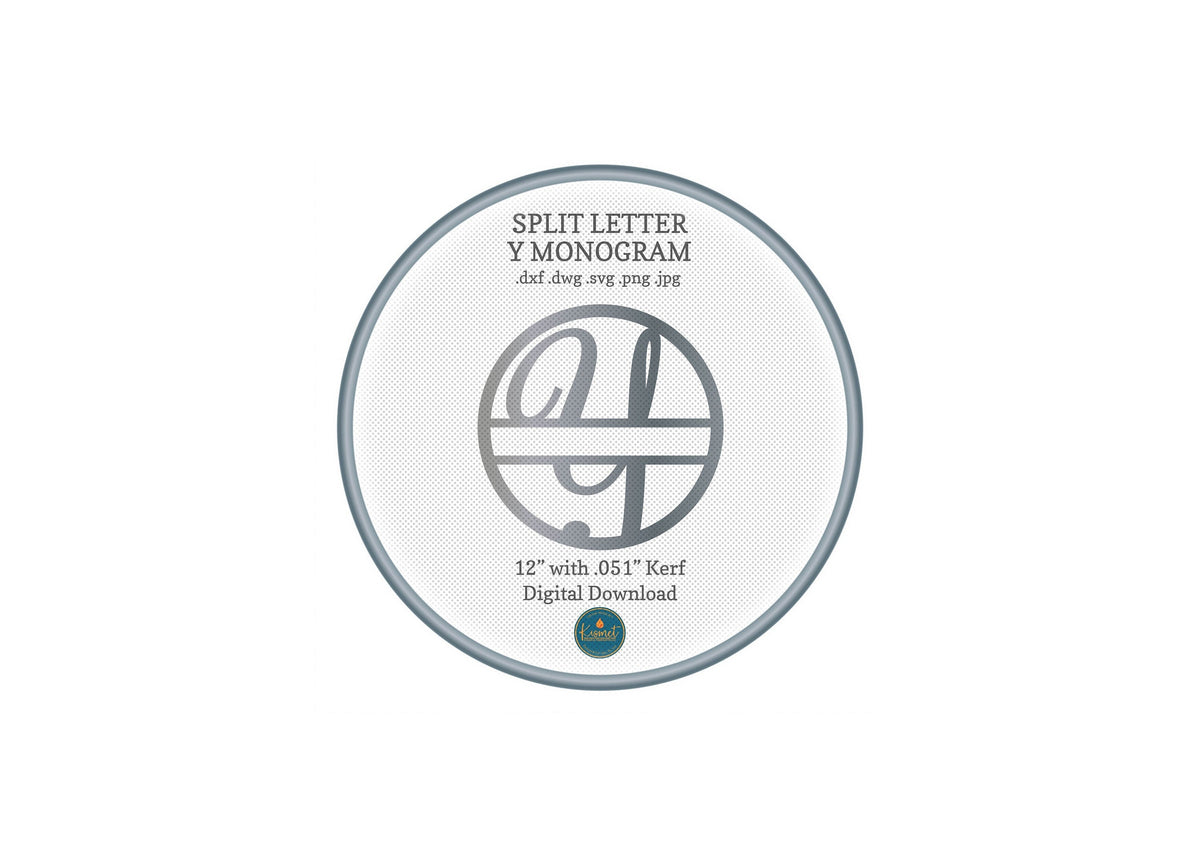 Split Letter Y Script Monogram DXF/SVG design preview with file details