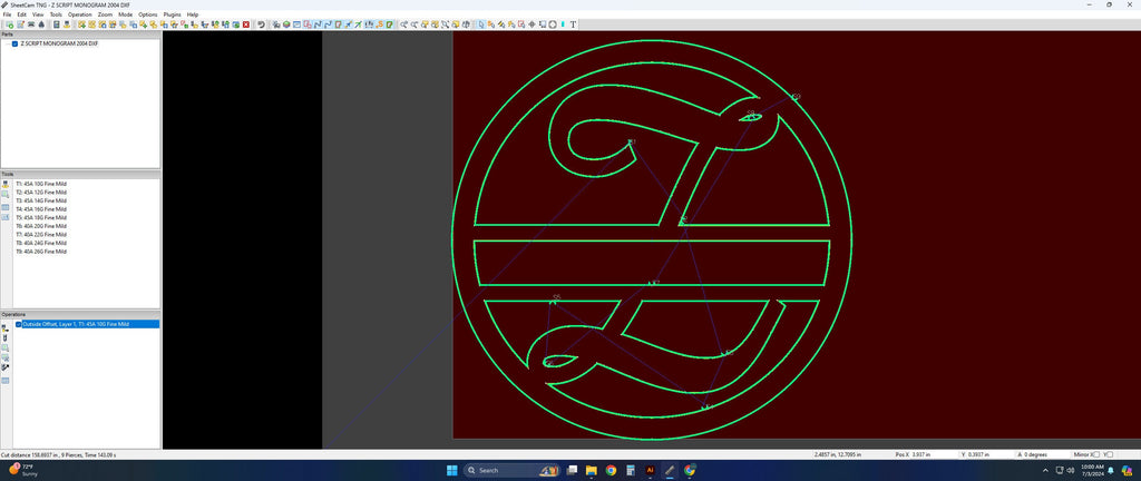 Split Letter Z Script Monogram vector paths in design software (photo 6)