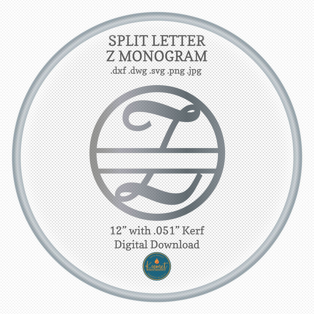Split Letter Z Script Monogram DXF/SVG design preview with file details (photo 3)