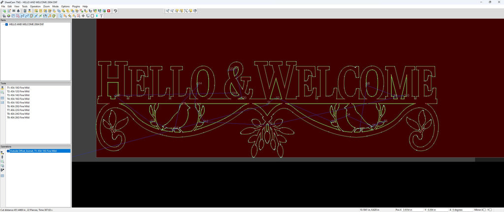 Hello Welcome Sign vector paths in design software