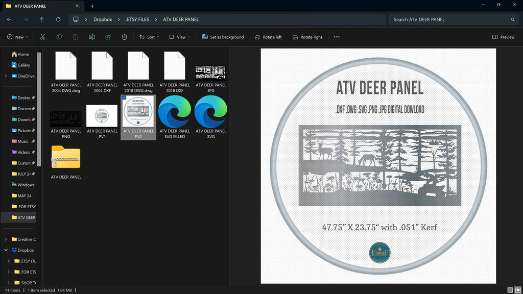 ATV and Deer Railing Panel vector paths in design software