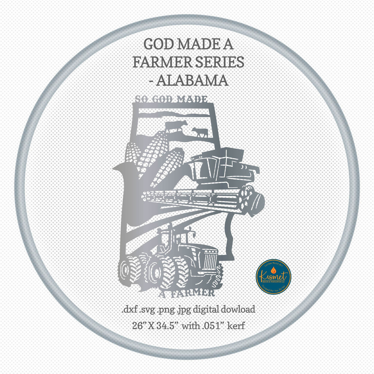 Alabama So God Made a Farmer Sign DXF/SVG design preview with file details (photo 4)