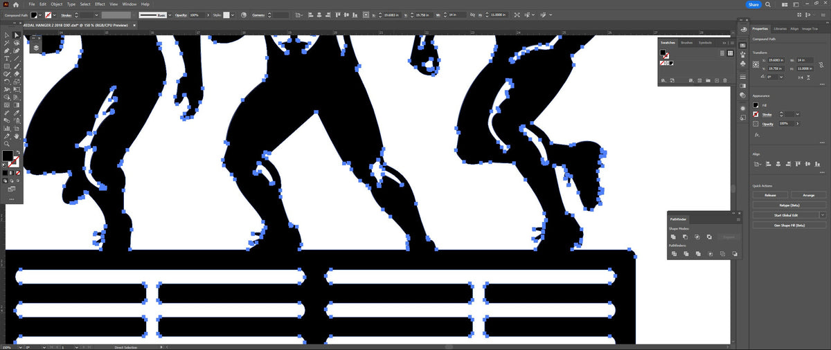 Football Medal Hanger, Standing Players vector paths in design software (photo 6)
