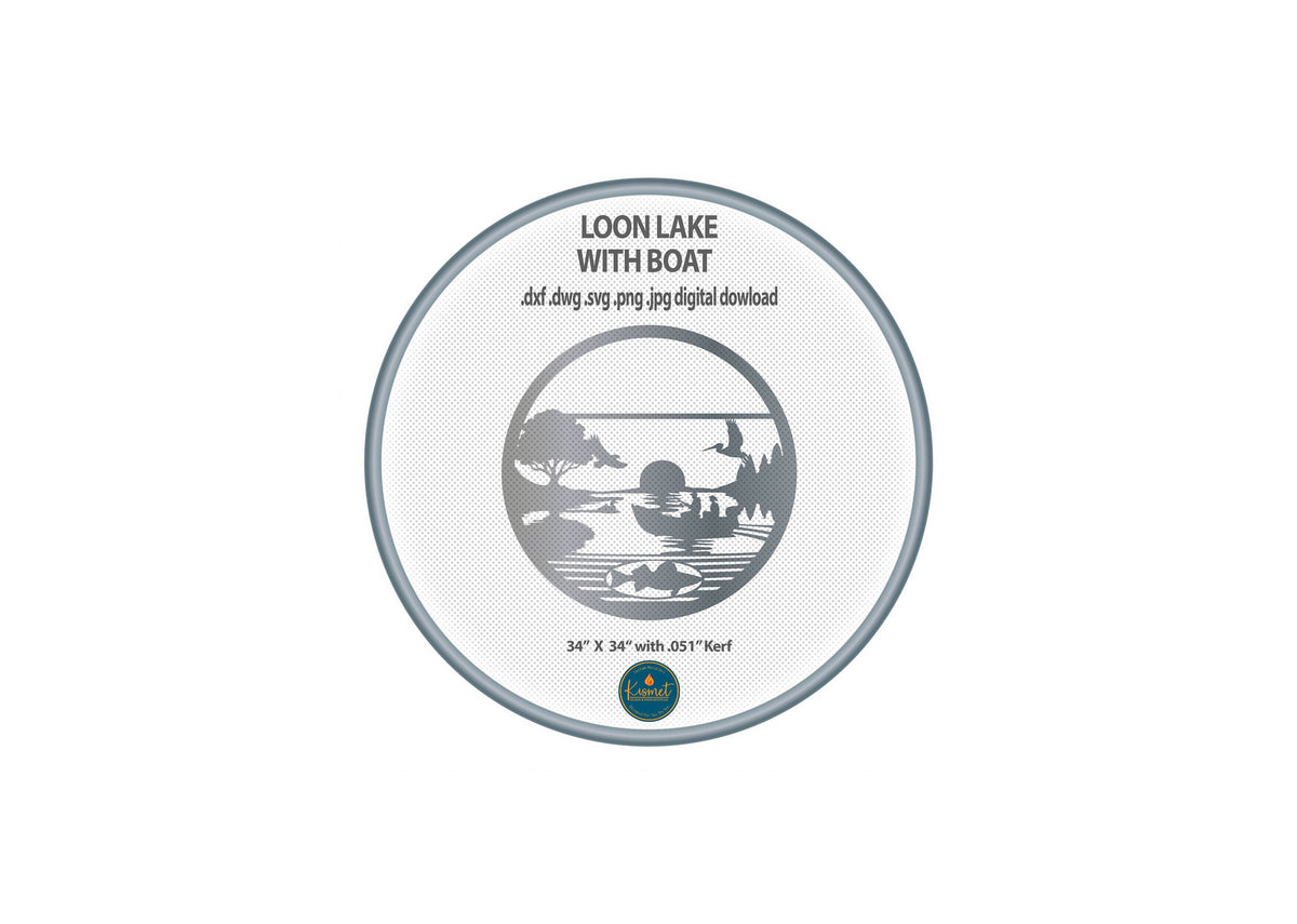 Loon Lake Fishing Boat Sign DXF/SVG design preview with file details (photo 5)