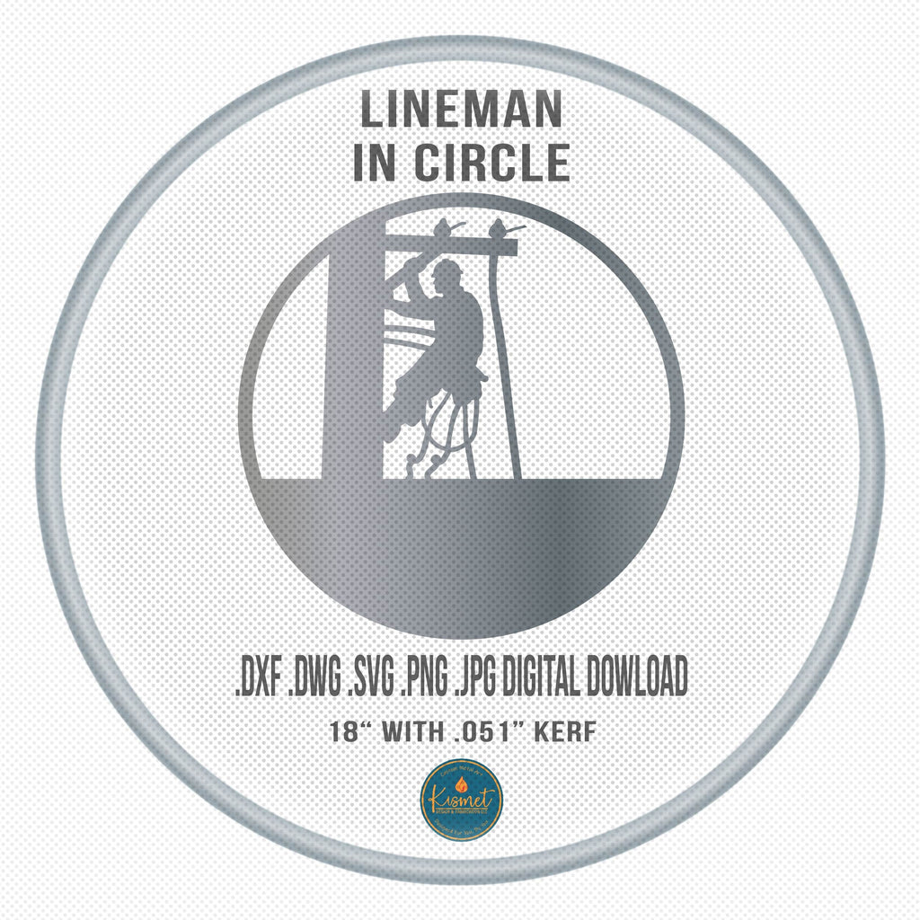 Lineman at Work Circle Sign DXF/SVG design preview with file details