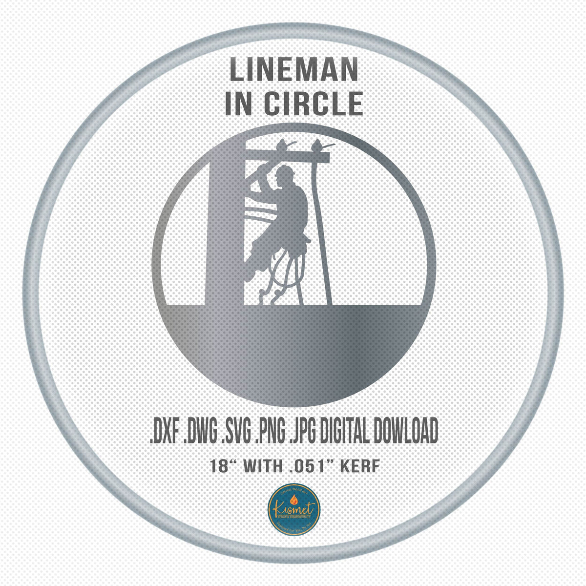Lineman at Work Circle Sign DXF/SVG design preview with file details