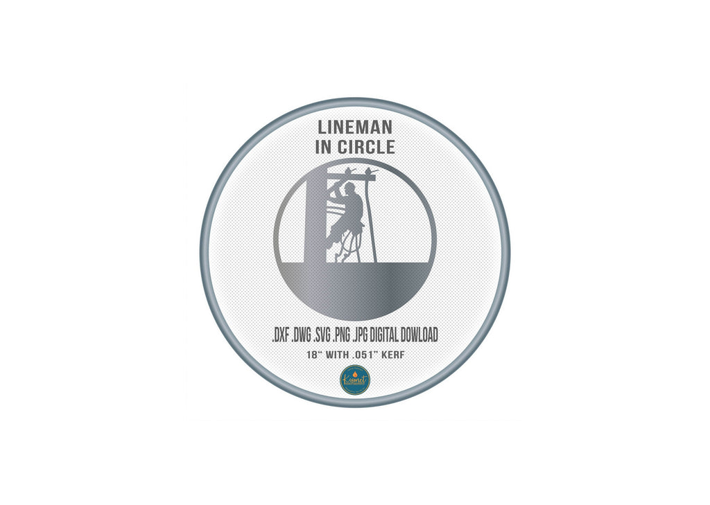 Lineman at Work Circle Sign DXF/SVG design preview with file details (photo 2)