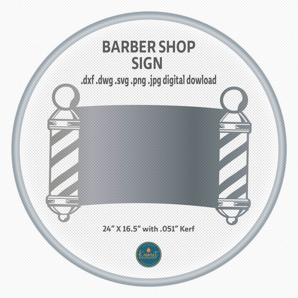 Barber Shop Custom Name Sign DXF/SVG design preview with file details