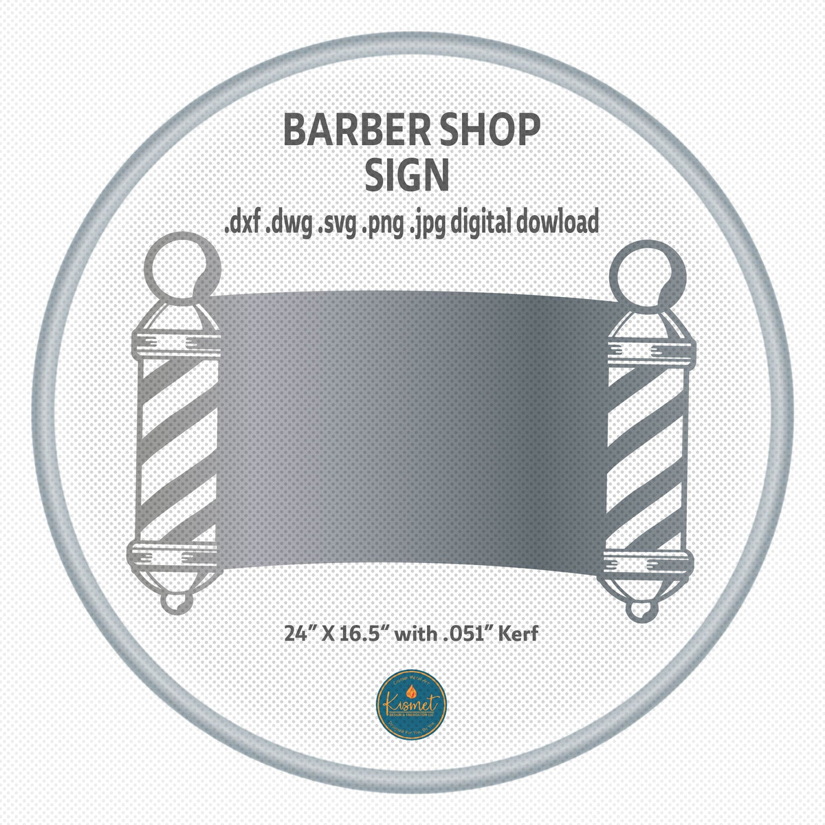 Barber Shop Custom Name Sign DXF/SVG design preview with file details