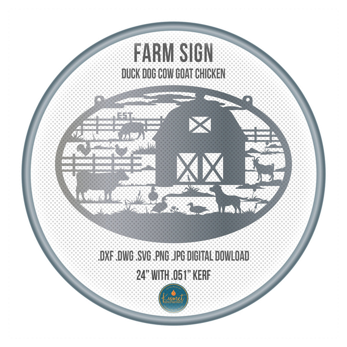 Barnyard Animals Farm Sign DXF/SVG design preview with file details