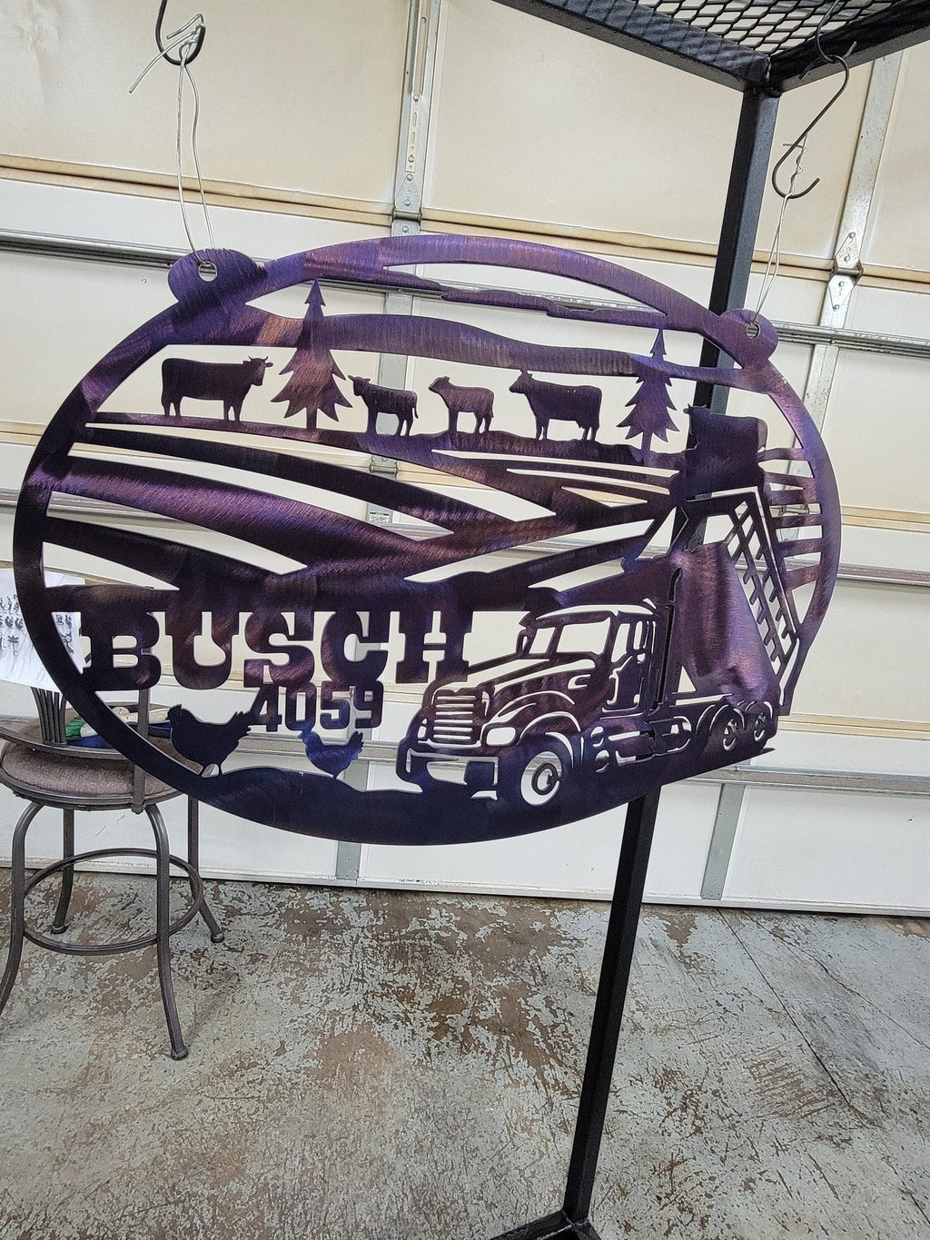 Personalized Dump Truck Farm Sign finished metal example (photo 2)