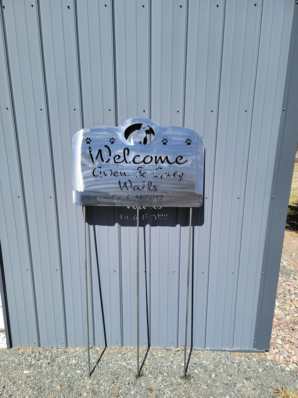 Personalized Pet Welcome Sign finished metal example (photo 2)