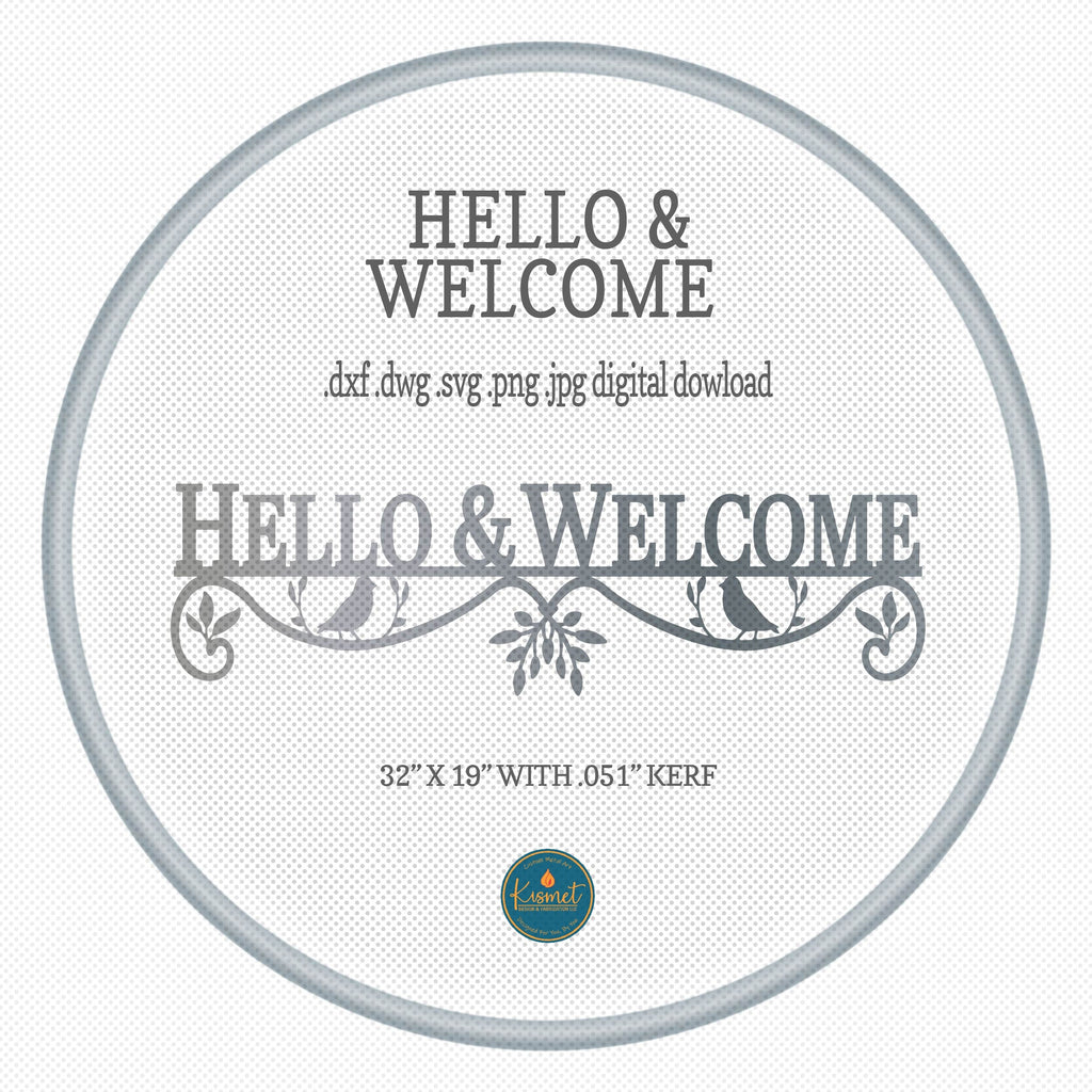 Hello Welcome Sign DXF/SVG design preview with file details
