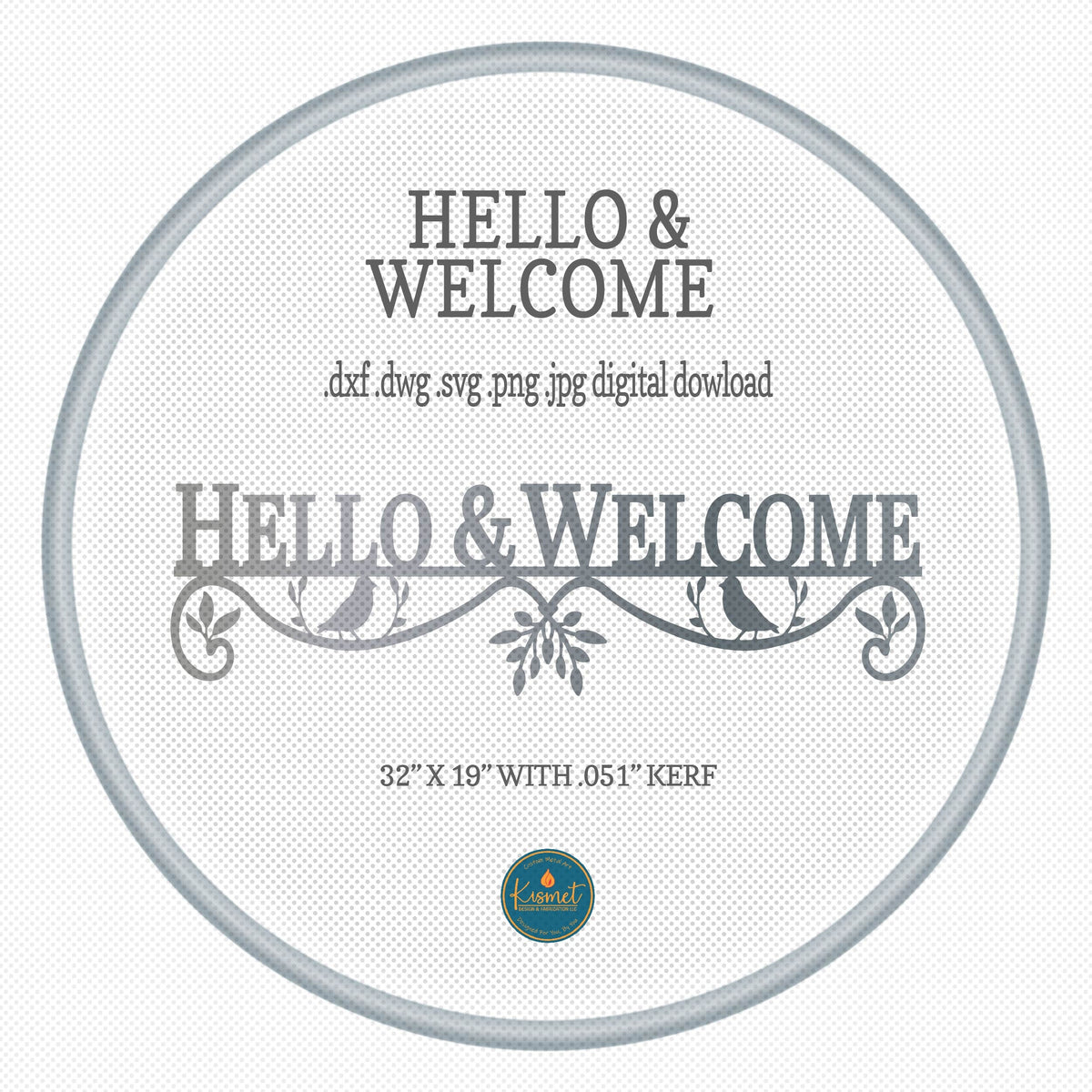 Hello Welcome Sign DXF/SVG design preview with file details