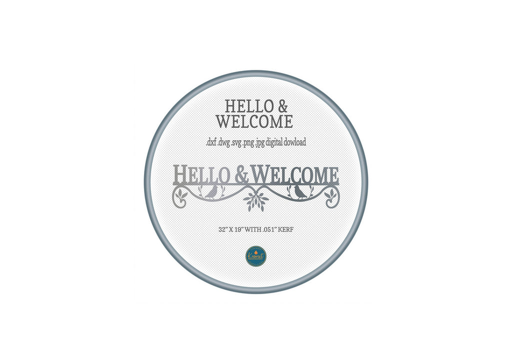 Hello Welcome Sign DXF/SVG design preview with file details (photo 2)
