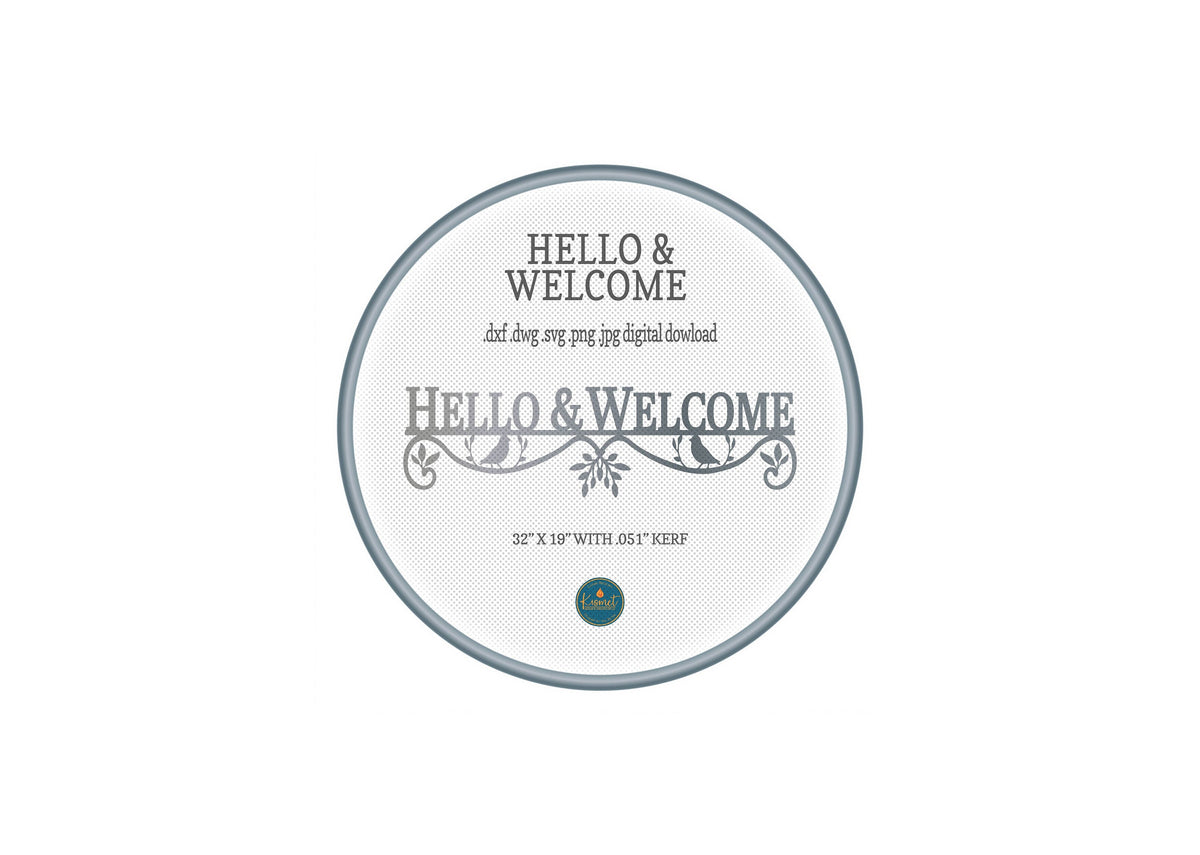 Hello Welcome Sign DXF/SVG design preview with file details (photo 2)