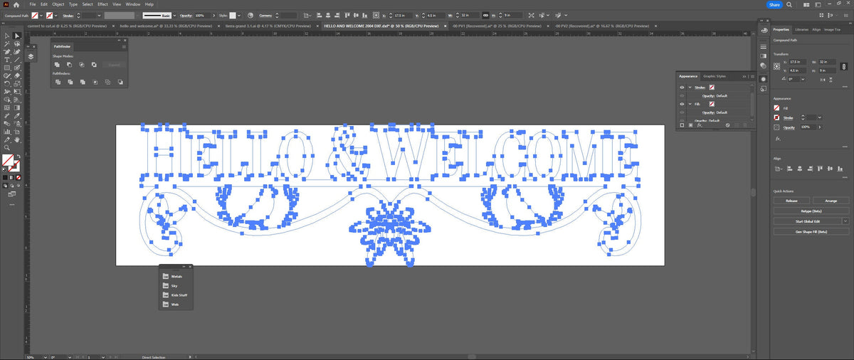 Hello Welcome Sign vector paths in design software (photo 7)