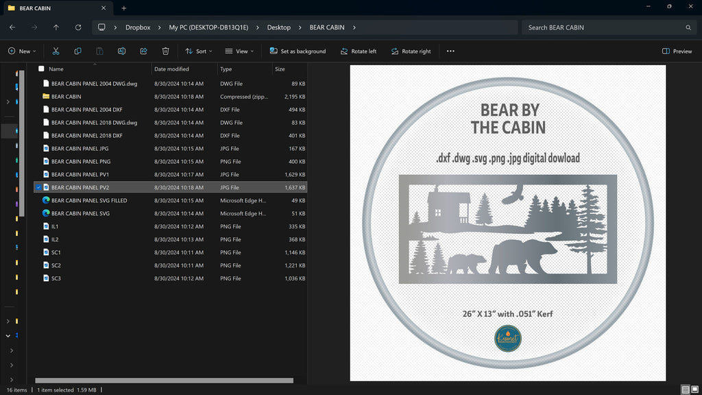 Rustic Bear Nature Panel vector paths in design software