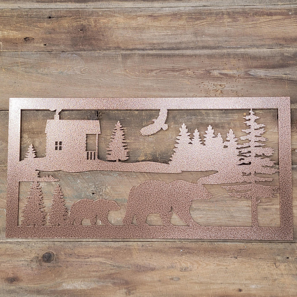 Rustic Bear Nature Panel finished metal example