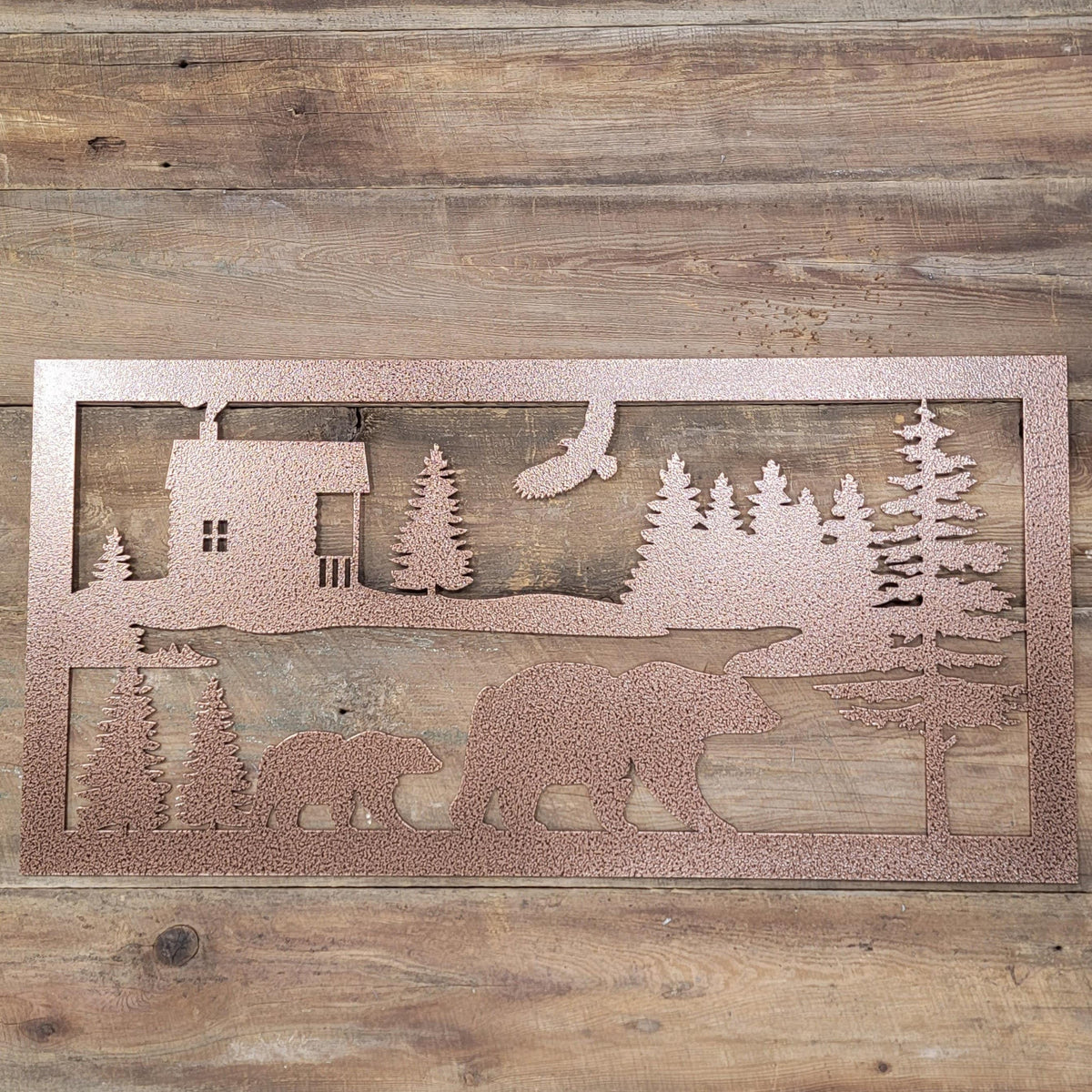 Rustic Bear Nature Panel finished metal example