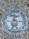 Barrel Man Round Bar Sign finished metal example