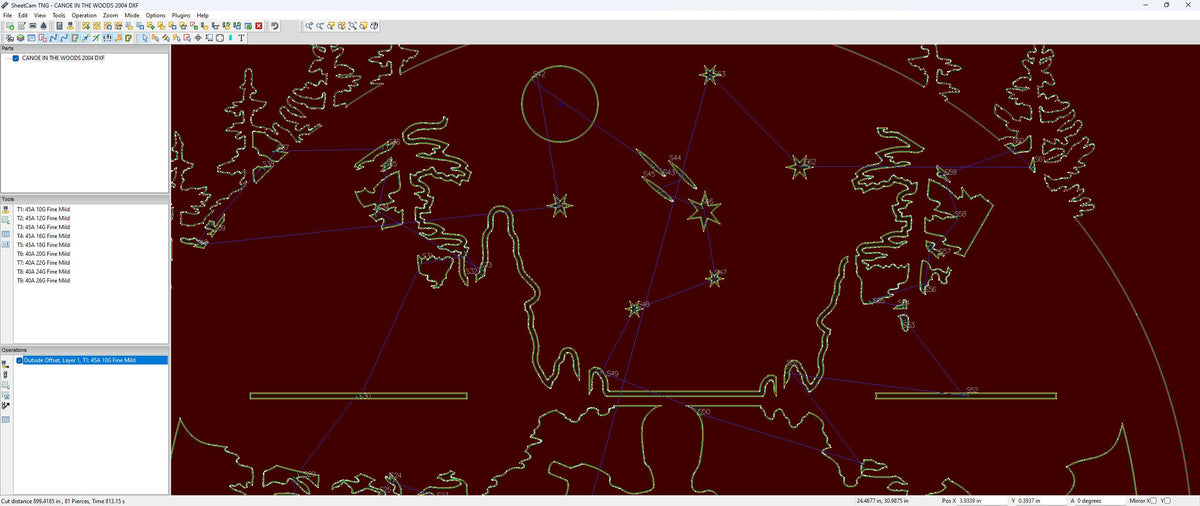 Personalized Round Lake Scene Yard Stake vector paths in design software (photo 9)