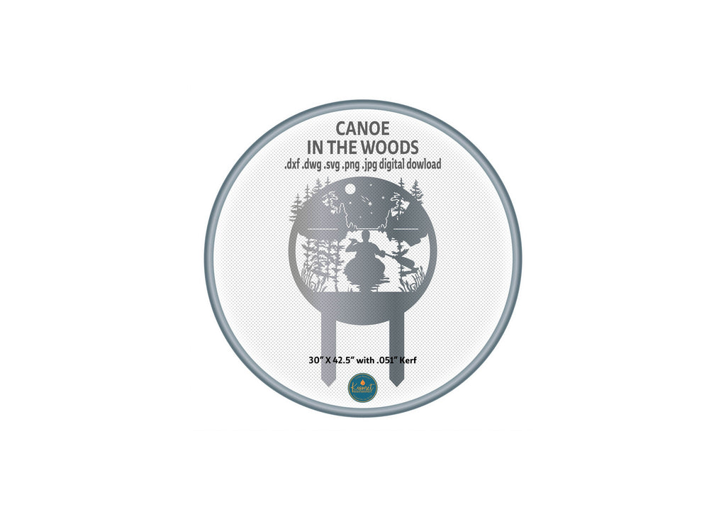 Personalized Round Lake Scene Yard Stake DXF/SVG design preview with file details