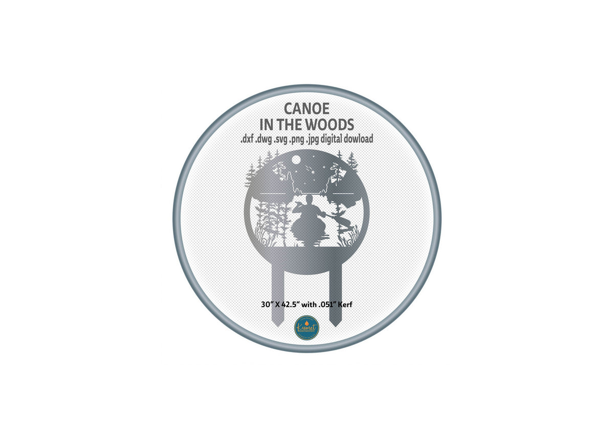 Personalized Round Lake Scene Yard Stake DXF/SVG design preview with file details