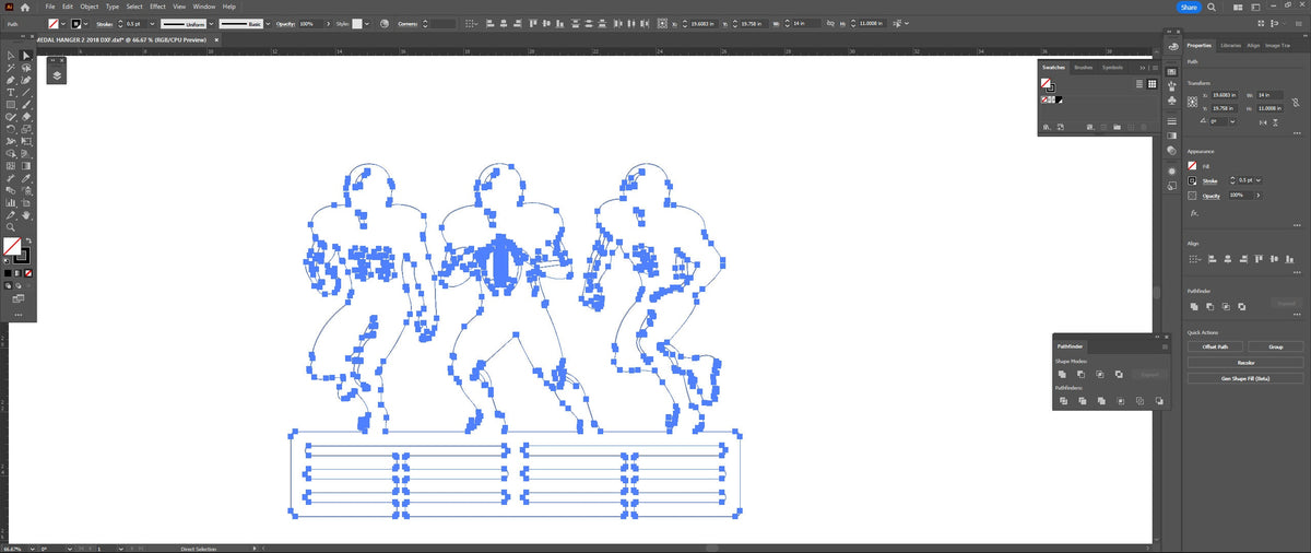 Football Medal Hanger, Standing Players vector paths in design software (photo 4)