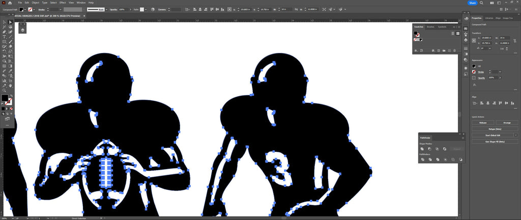 Football Medal Hanger, Standing Players vector paths in design software (photo 5)
