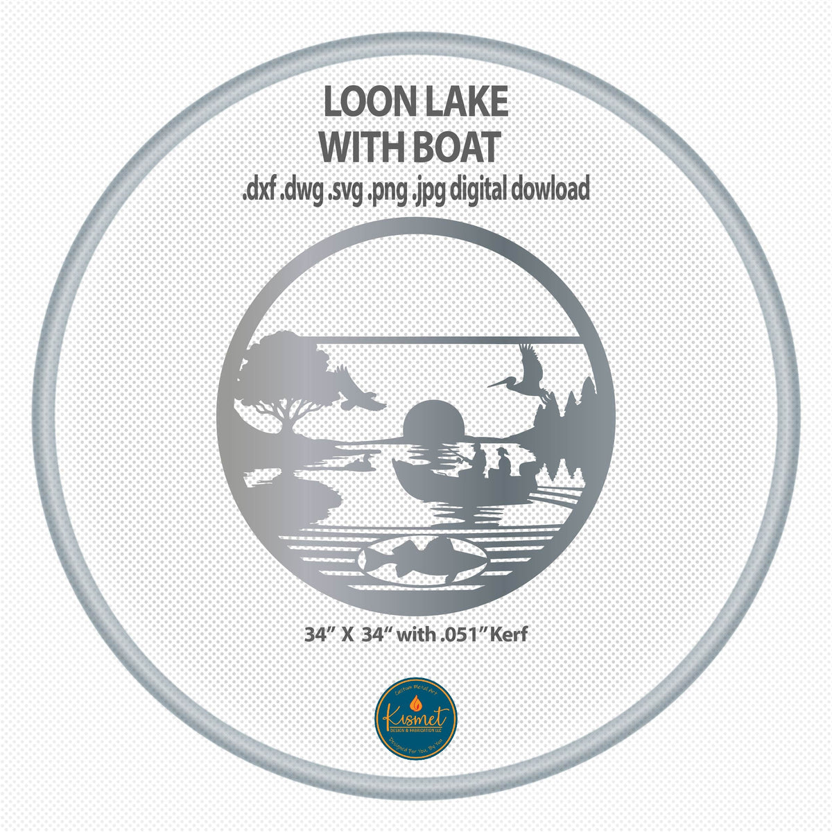 Loon Lake Fishing Boat Sign DXF/SVG design preview with file details