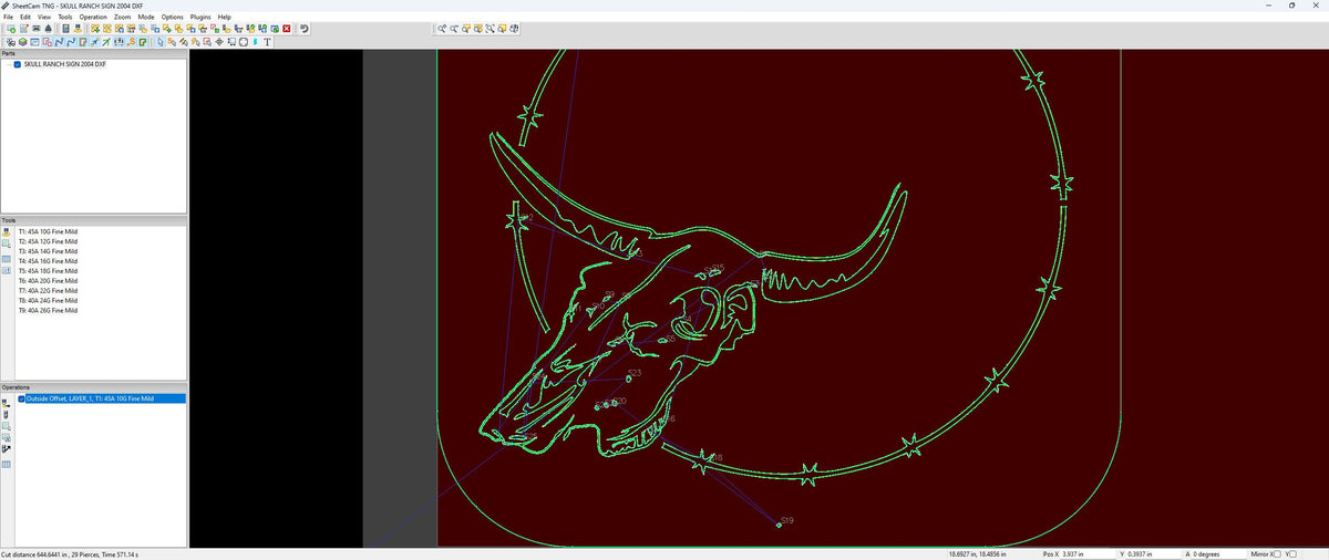 Longhorn Skull Ranch Sign vector paths in design software (photo 5)