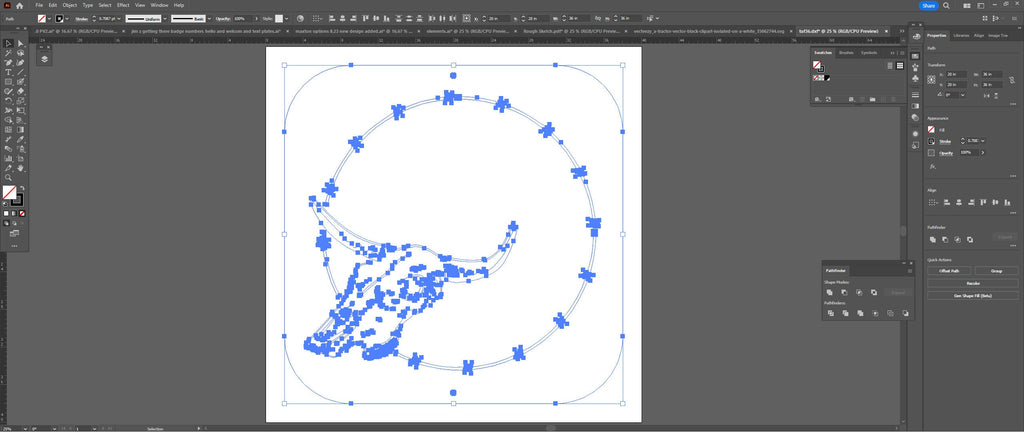 Longhorn Skull Ranch Sign vector paths in design software (photo 8)