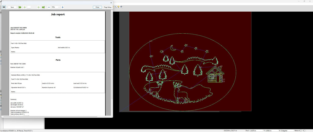Deer by the Cabin Night Scene vector paths in design software