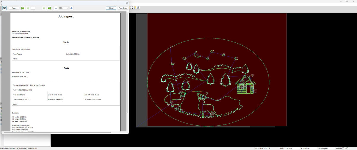 Deer by the Cabin Night Scene vector paths in design software