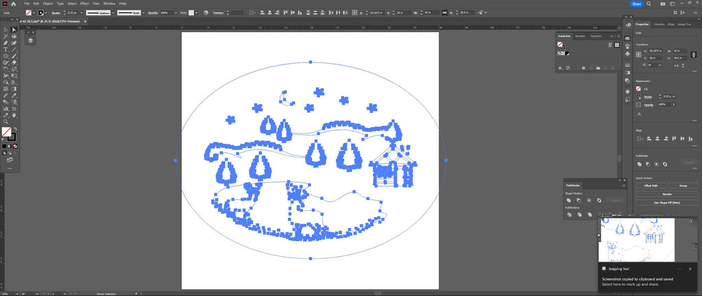 Deer by the Cabin Night Scene vector paths in design software (photo 7)