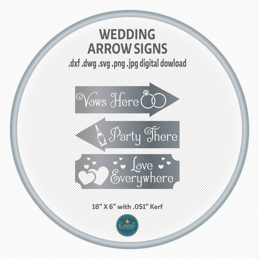 Wedding Direction Arrow Signs DXF/SVG design preview with file details