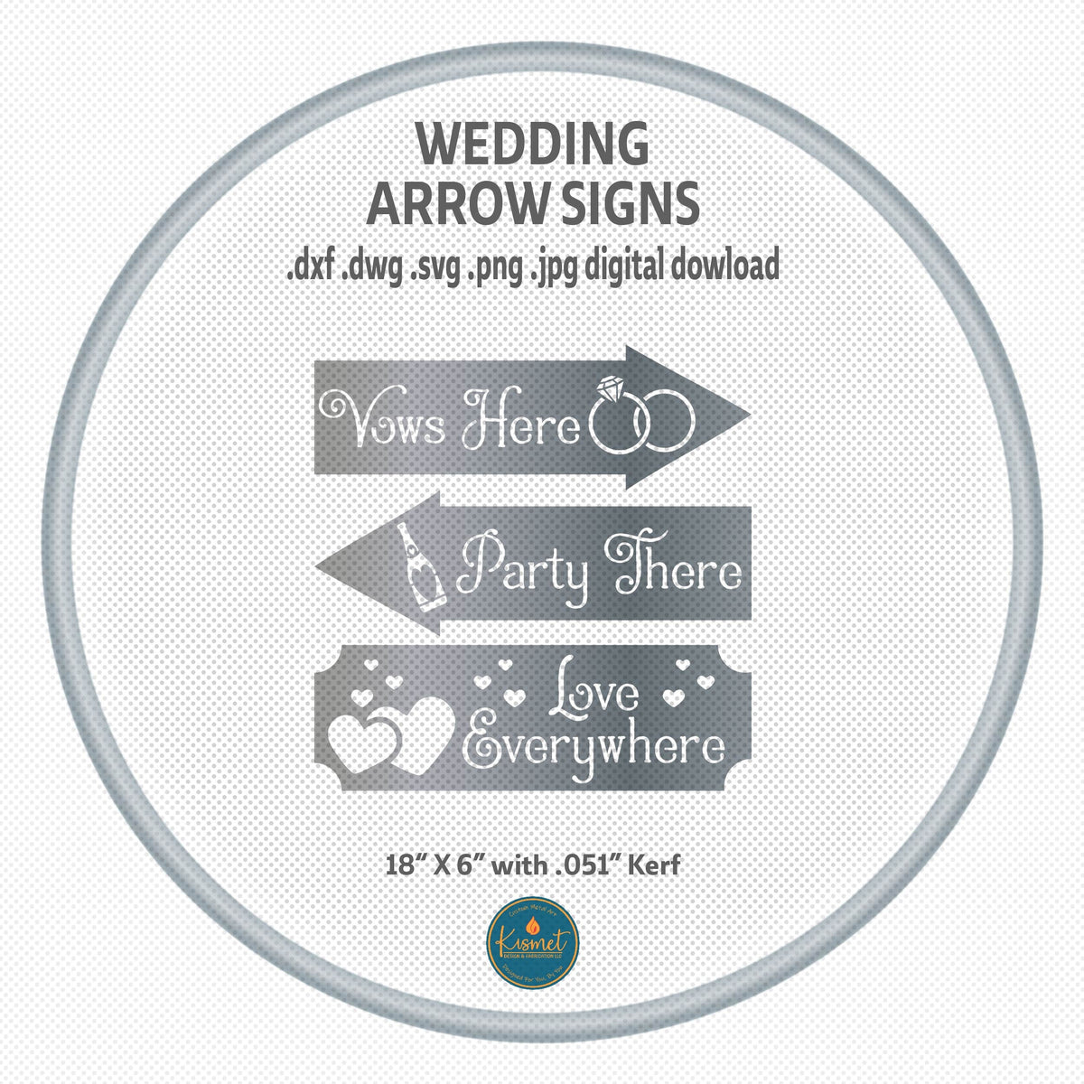 Wedding Direction Arrow Signs DXF/SVG design preview with file details