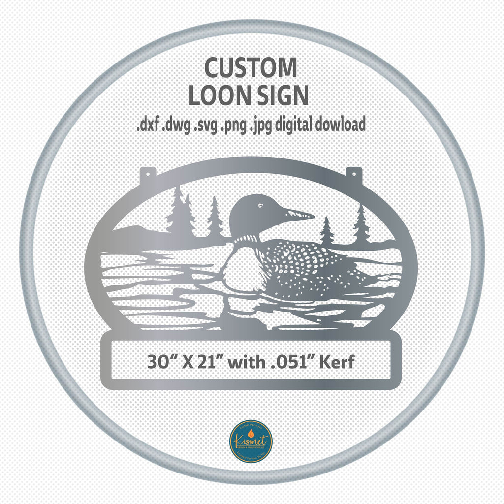 Custom Loon Lake Sign DXF/SVG design preview with file details (photo 10)