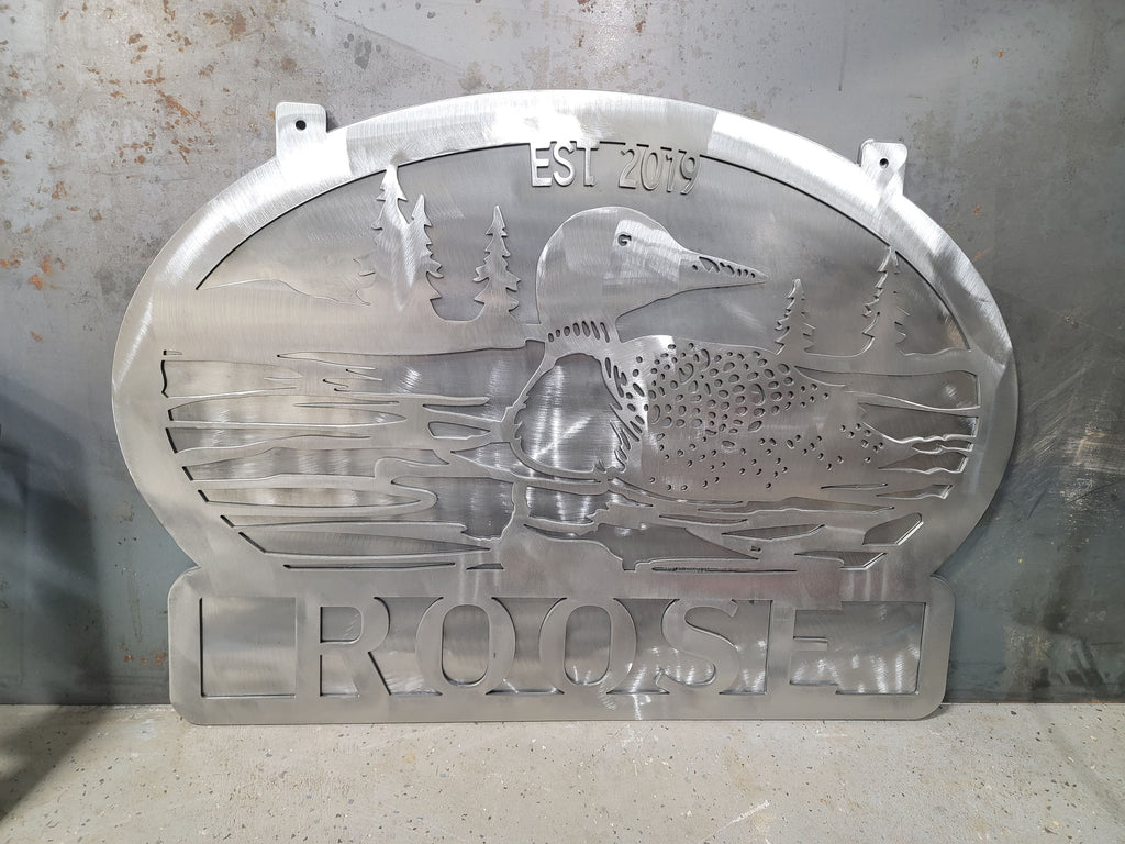 Custom Loon Lake Sign finished metal example (photo 5)