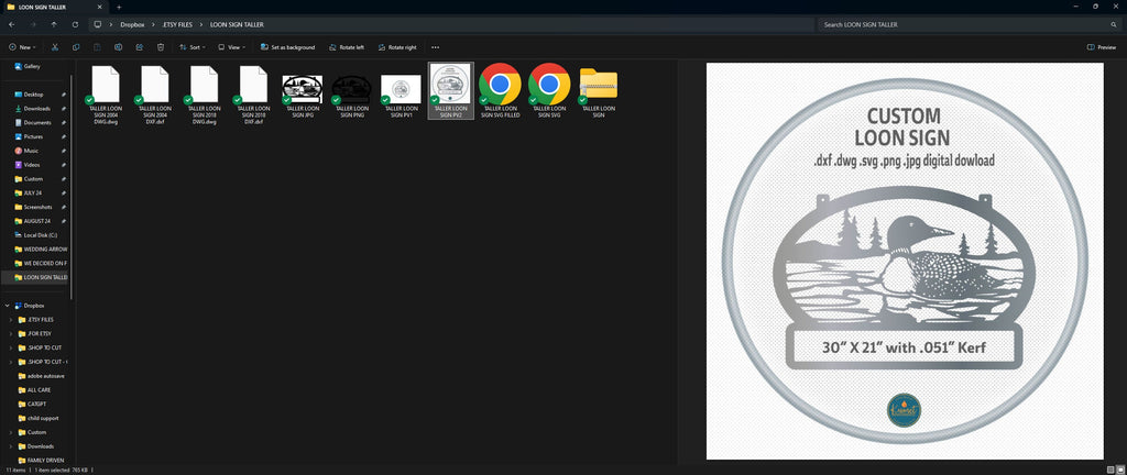 Custom Loon Lake Sign vector paths in design software
