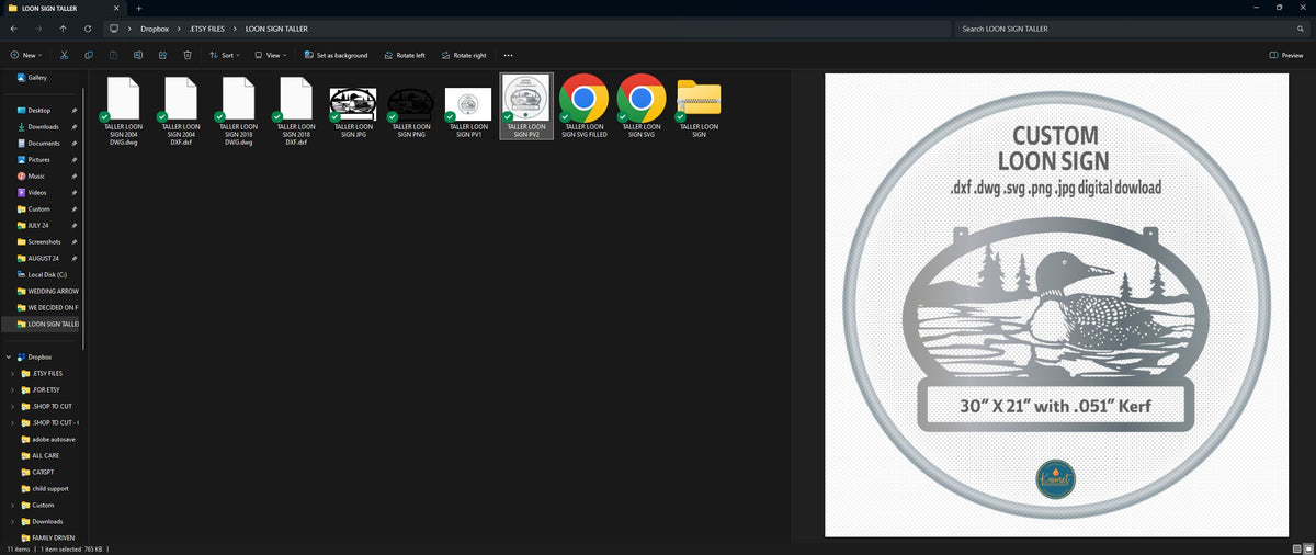 Custom Loon Lake Sign vector paths in design software