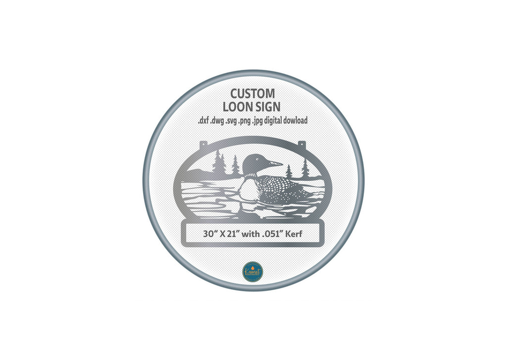 Custom Loon Lake Sign DXF/SVG design preview with file details